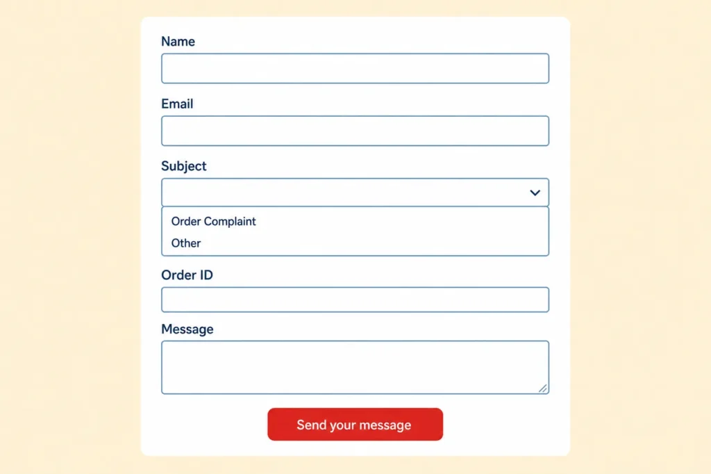 Support contact form for a BoostMe.com YouTube views purchase